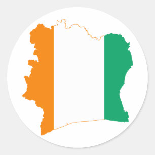 Cote d'Ivoire Flag map CI Classic Round Sticker