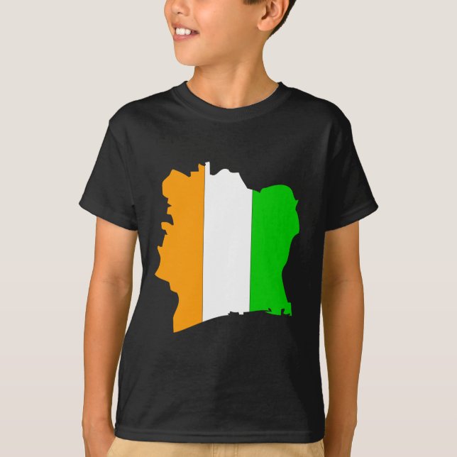 Cote Divoire flag map T-Shirt (Front)