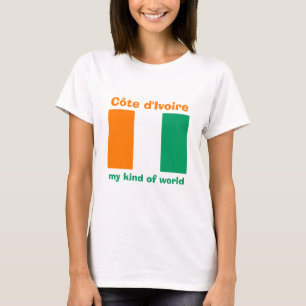 Cote d'Ivoire Flag + Map + Text T-Shirt