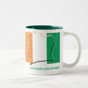 COTE D'IVOIRE FLAG Scripture Customised White Two-Tone Coffee Mug
