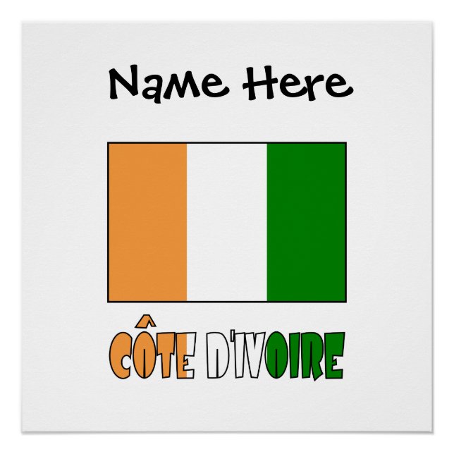 Côte d'Ivoire Ivory Coast Flag Black Personalise Poster (Front)