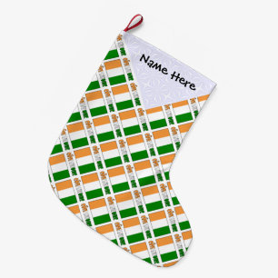 Côte d'Ivoire Ivory Coast Flag Tiled Personalised Large Christmas Stocking