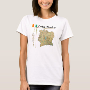 Cote d'Ivoire Map + Flag + Title T-Shirt