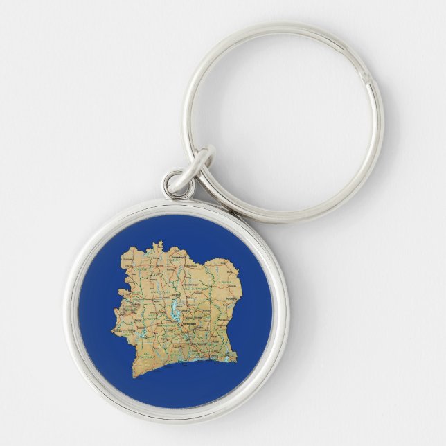 Cote d'Ivoire Map Keychain (Front)