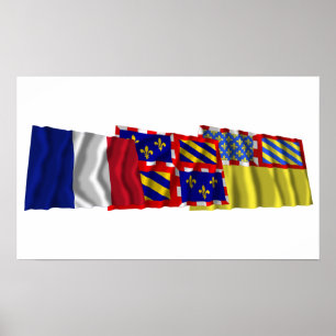 Côte-d'Or, Bourgogne & France flags Poster