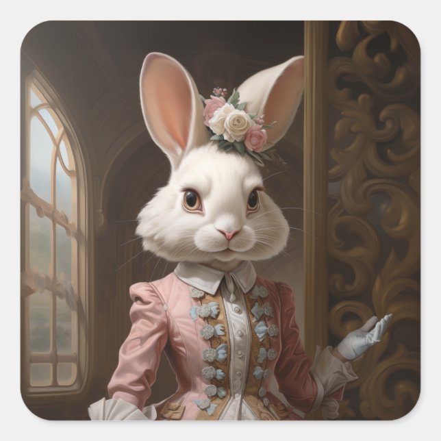 Cotillion Bunny Square Sticker (Front)