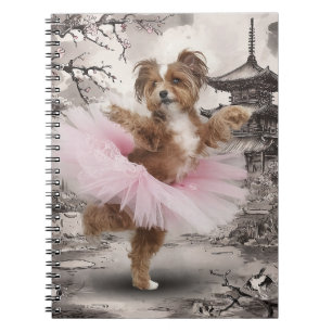 Coton de Tuléar Ballerina in Chinese Temple Ink Notebook