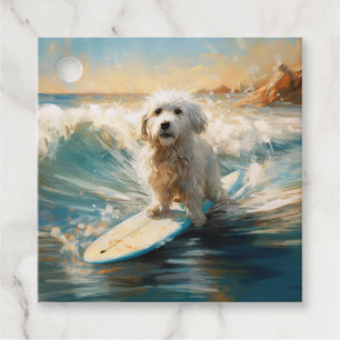Coton De Tulear Beach Surfing Painting Favour Tags