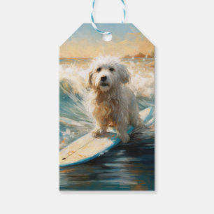 Coton De Tulear Beach Surfing Painting Gift Tags