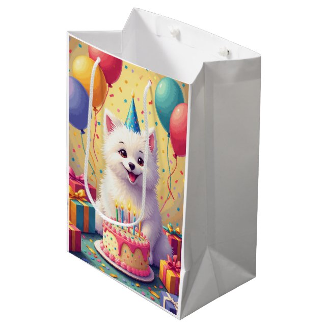 Coton de Tulear Birthday Celebration Medium Gift Bag (Front Angled)