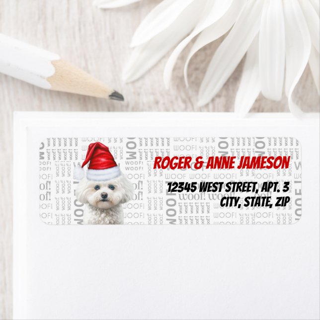 Coton de Tulear Christmas Dog Return Address (Insitu)
