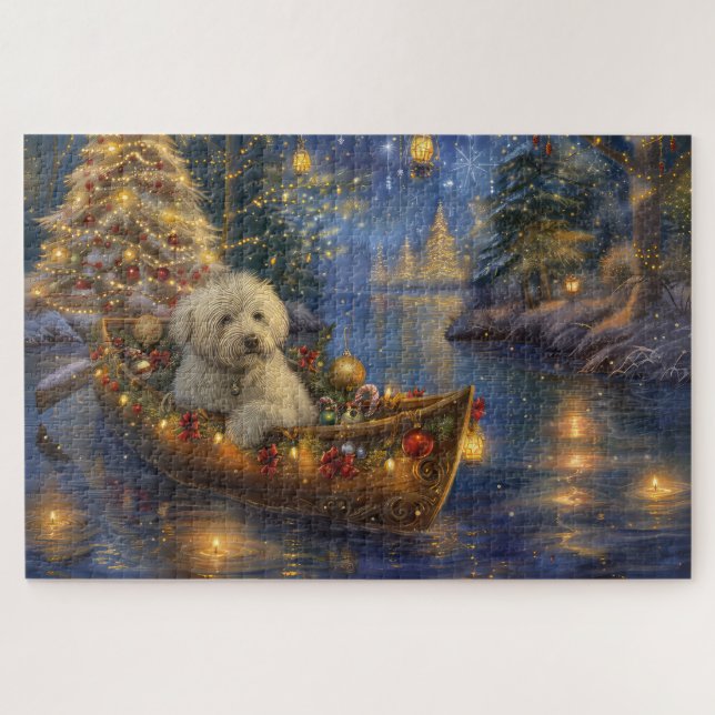 Coton De Tulear Christmas Festive Voyage  Jigsaw Puzzle (Horizontal)