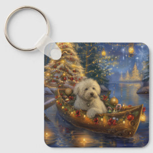 Coton De Tulear Christmas Festive Voyage  Key Ring