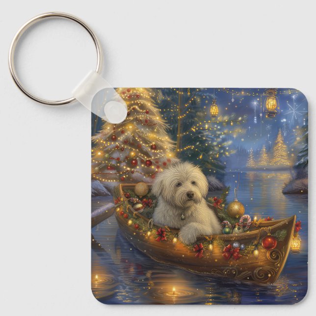 Coton De Tulear Christmas Festive Voyage  Key Ring (Front)