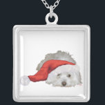 Coton de Tulear Christmas Portrait Necklace<br><div class="desc">Each of the designs is available on all of the Zazzle products.  Please scroll to Transfer This Design on this product's page and choose your favourite product.  You may customise your choice with our Text Tool,  as well.  There are many marvellous Fonts to choose from.  Thank you!</div>