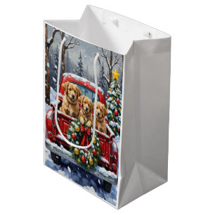 Coton de Tulear Christmas Red Truck Holiday Medium Gift Bag