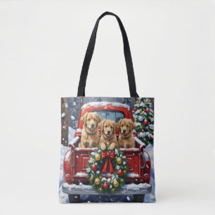 Coton de Tulear Christmas Red Truck Holiday Tote Bag