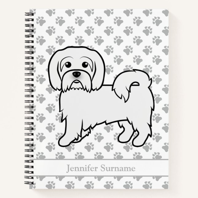 Coton de Tulear Cute Cartoon Dog & Custom Text Notebook (Front)