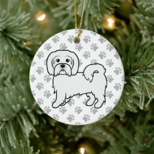 Coton de Tulear Cute Cartoon Dog Illustration Ceramic Tree Decoration