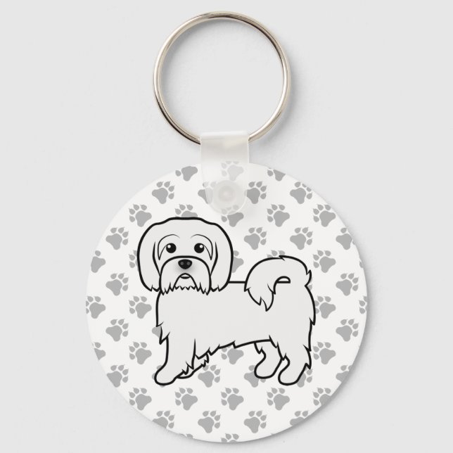 Coton De Tulear Cute Cartoon Dog Illustration Key Ring (Front)