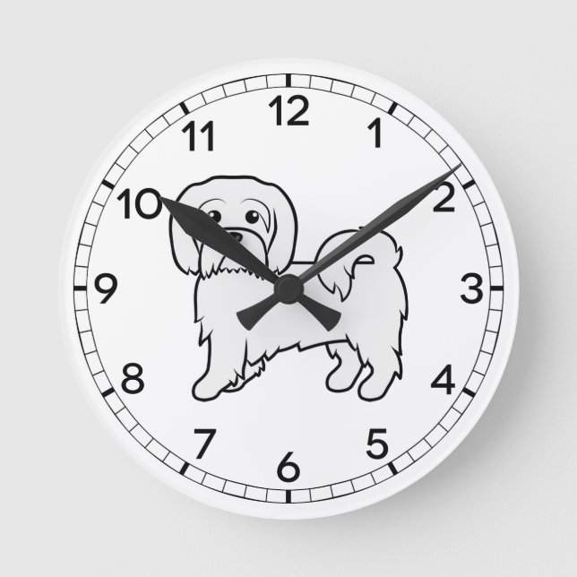Coton de Tulear Cute Cartoon Dog Illustration Round Clock (Front)
