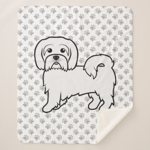 Coton de Tulear Cute Cartoon Dog Illustration Sherpa Blanket