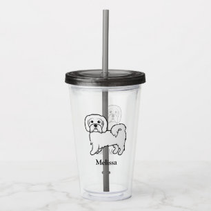 Coton de Tulear Cute Cartoon Dog With Custom Name Acrylic Tumbler