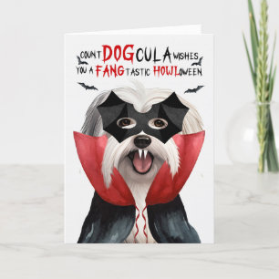 Coton De Tulear Dog Count DOGcula Funny Halloween Holiday Card