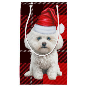 Coton de Tulear Dog Festive Red Plaid Christmas Small Gift Bag