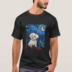 Coton de Tulear Dog Funny Artistic Van Gogh Dog Mo T-Shirt