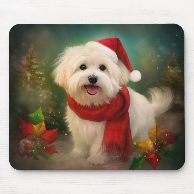Coton De Tulear Dog in Snow Christmas Mouse Mat (Front)