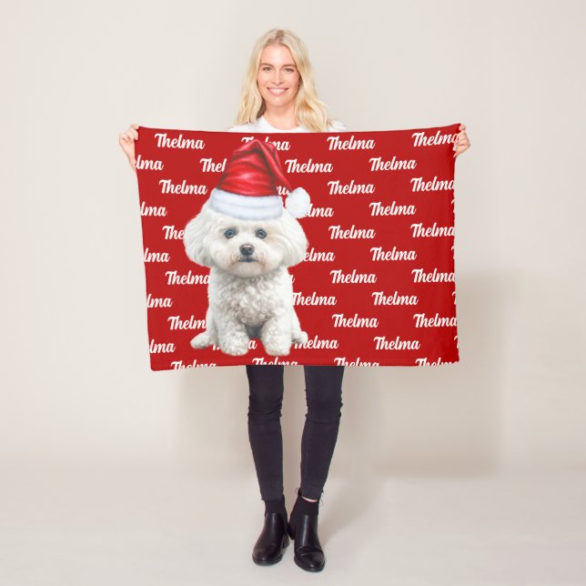 Coton de Tulear Dog Name Christmas Holiday Fleece Blanket (In Situ)