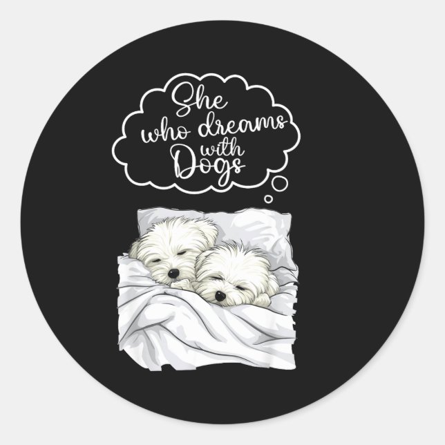 Coton De Tulear Dog Nightgown Pajama  Classic Round Sticker (Front)