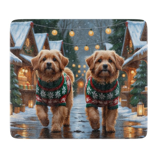 Coton De Tulear Dogs Christmas Snow Holiday Cutting Board (Front)