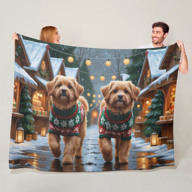 Coton De Tulear Dogs Christmas Snow Holiday Fleece Blanket (In Situ)