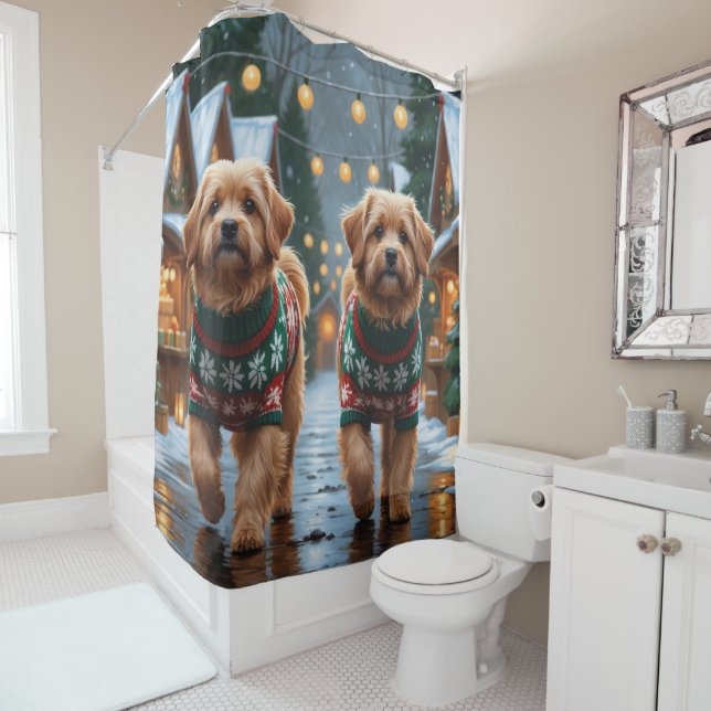 Coton De Tulear Dogs Christmas Snow Holiday Shower Curtain (In Situ)