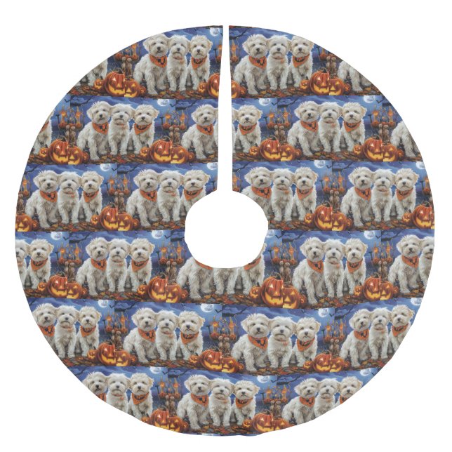 Coton De Tulear Halloween Spooky Brushed Polyester Tree Skirt (Front)