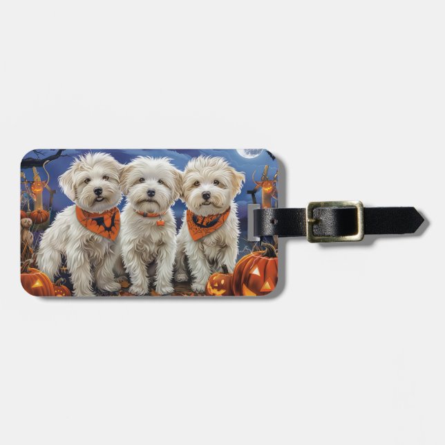 Coton De Tulear Halloween Spooky Luggage Tag (Front Horizontal)