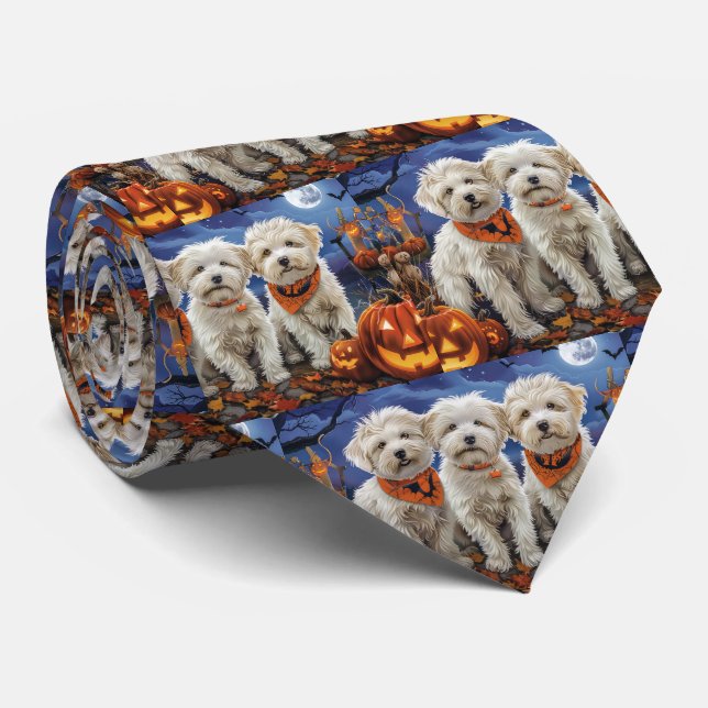 Coton De Tulear Halloween Spooky Tie (Rolled)