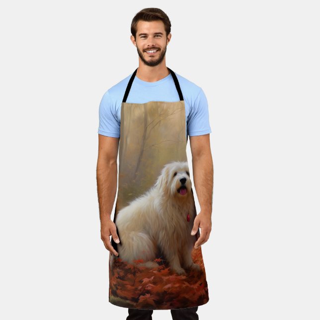Coton De Tulear in Autumn Leaves Fall Inspire  Apron (Worn)