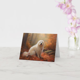 Coton De Tulear in Autumn Leaves Fall Inspire  Card