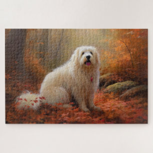 Coton De Tulear in Autumn Leaves Fall Inspire  Jigsaw Puzzle