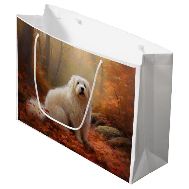Coton De Tulear in Autumn Leaves Fall Inspire  Large Gift Bag (Front Angled)