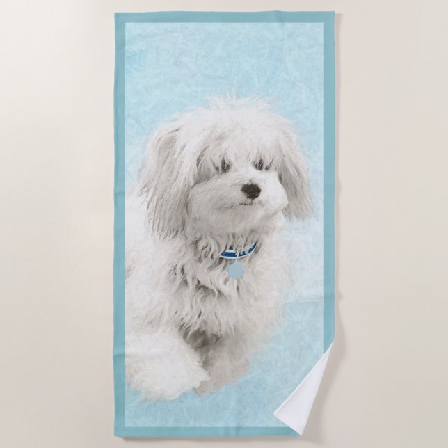 Coton de Tulear Painting - Cute Original Dog Art Beach Towel (Front)