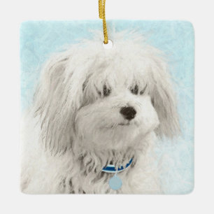 Coton de Tulear Painting - Cute Original Dog Art Ceramic Ornament