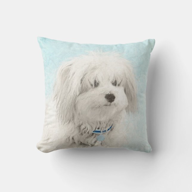 Coton de Tulear Painting - Cute Original Dog Art Cushion (Front)