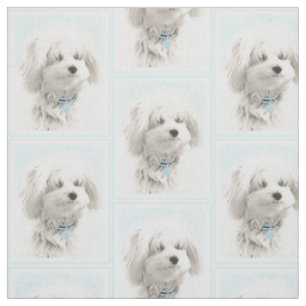 Coton de Tulear Painting - Cute Original Dog Art Fabric