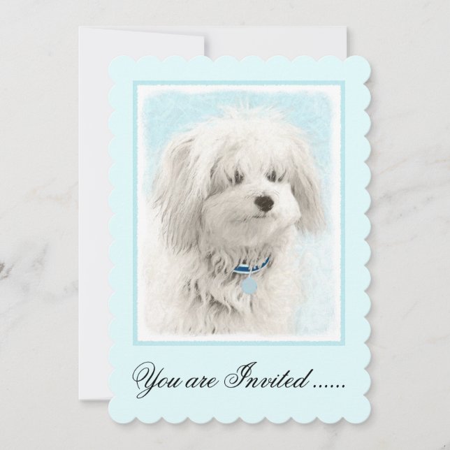Coton de Tulear Painting - Cute Original Dog Art Invitation (Front)