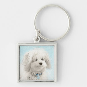 Coton de Tulear Painting - Cute Original Dog Art Key Ring