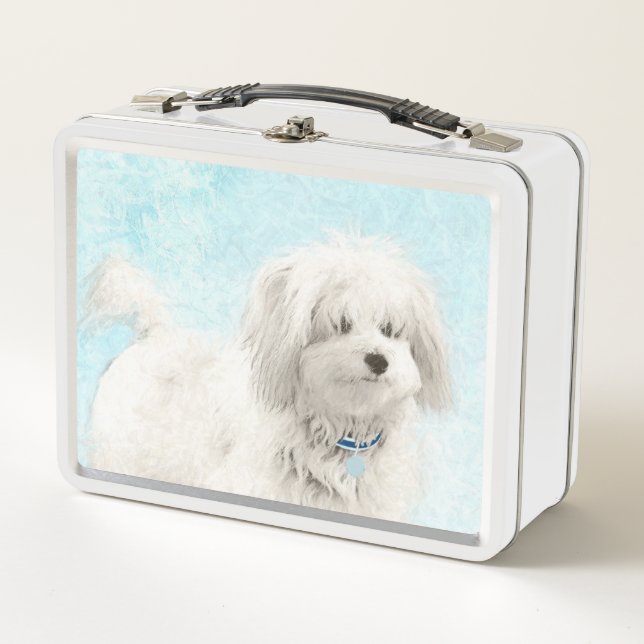 Coton de Tulear Painting - Cute Original Dog Art Metal Lunch Box (Front)